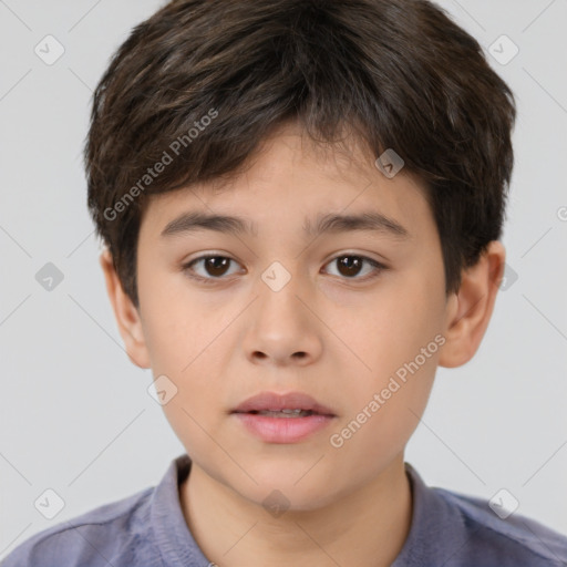 Neutral white child male with short  brown hair and brown eyes