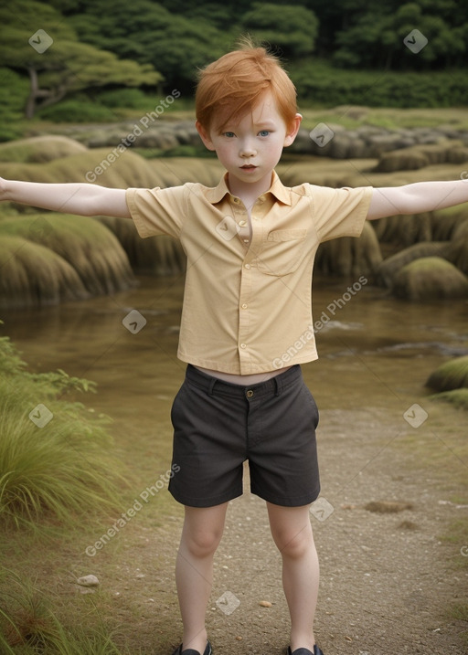 Japanese child boy with  ginger hair