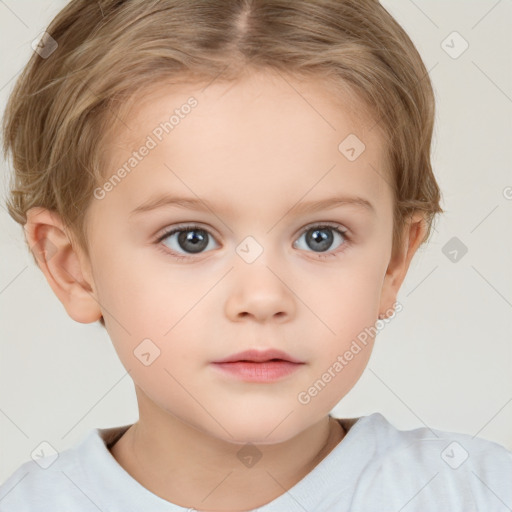 Neutral white child female with short  brown hair and brown eyes