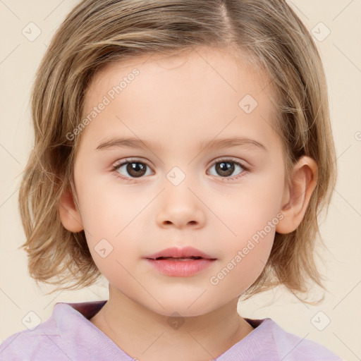 Neutral white child female with medium  brown hair and brown eyes