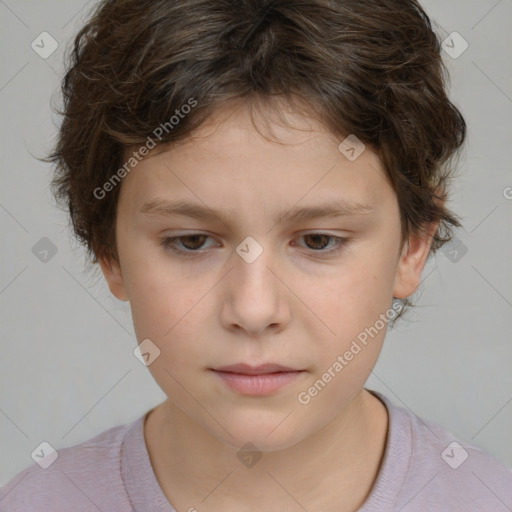 Neutral white child female with medium  brown hair and brown eyes