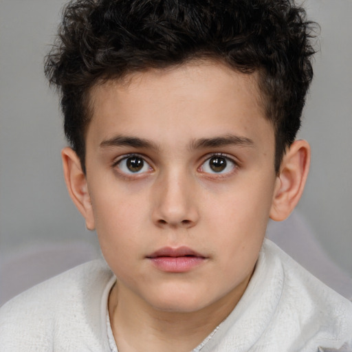 Neutral white child male with short  brown hair and brown eyes