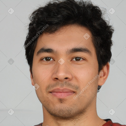 Neutral asian young-adult male with short  brown hair and brown eyes