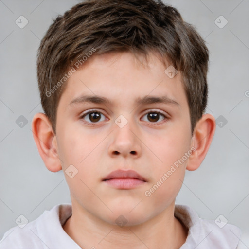 Neutral white child male with short  brown hair and brown eyes