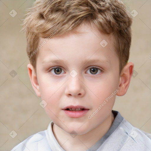 Neutral white child male with short  brown hair and brown eyes