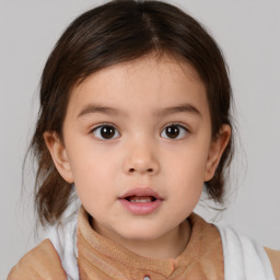 Neutral white child female with medium  brown hair and brown eyes