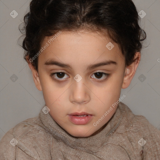 Neutral white child female with short  brown hair and brown eyes