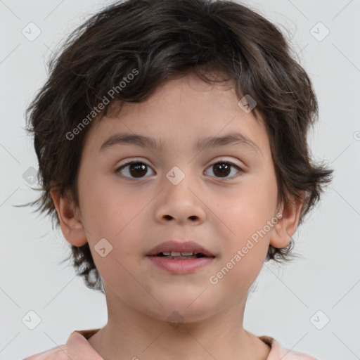 Neutral white child female with medium  brown hair and brown eyes