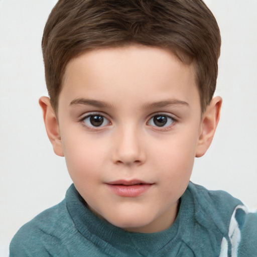 Neutral white child male with short  brown hair and brown eyes