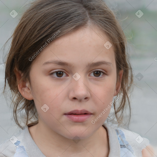 Neutral white child female with medium  brown hair and brown eyes