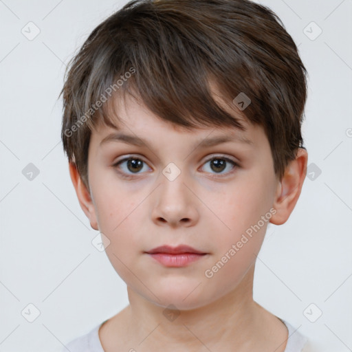 Neutral white child male with short  brown hair and brown eyes