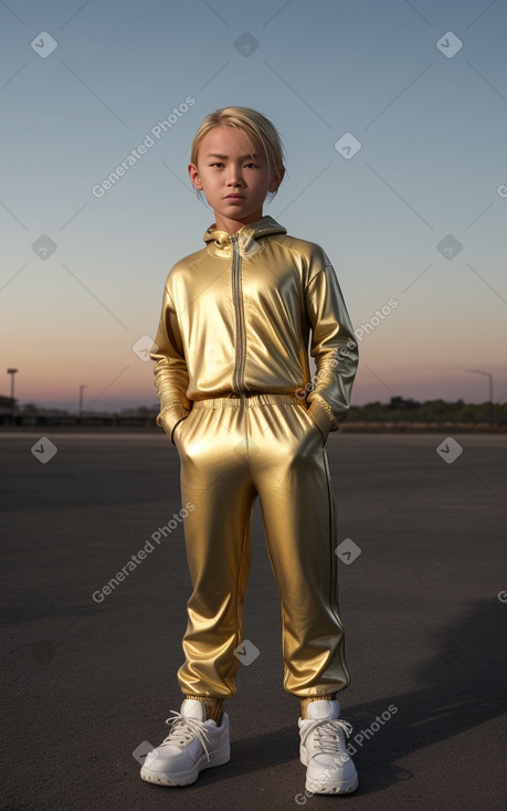 Mongolian child boy with  blonde hair