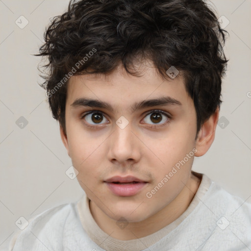 Neutral white child male with short  brown hair and brown eyes