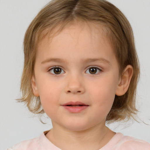 Neutral white child female with medium  brown hair and brown eyes