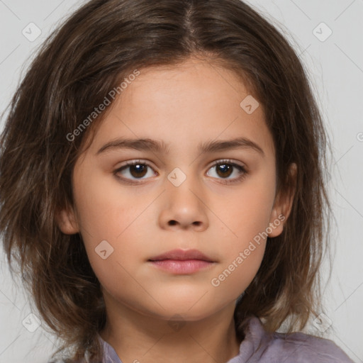 Neutral white child female with medium  brown hair and brown eyes
