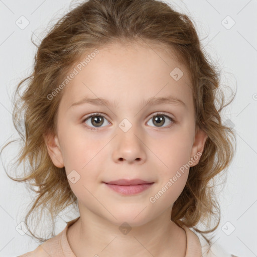 Neutral white child female with medium  brown hair and brown eyes