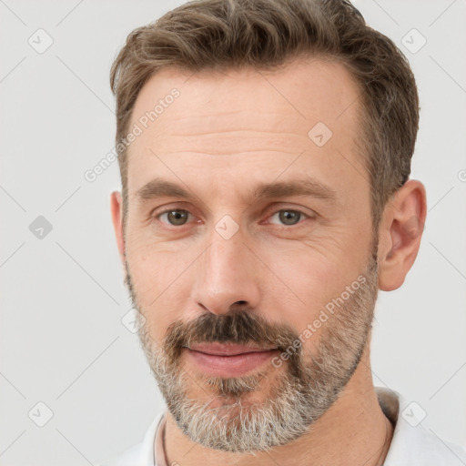 Neutral white adult male with short  brown hair and brown eyes