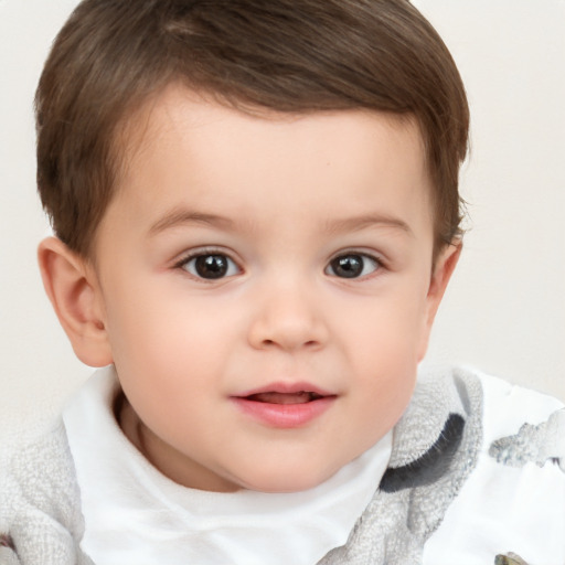 Neutral white child male with short  brown hair and brown eyes