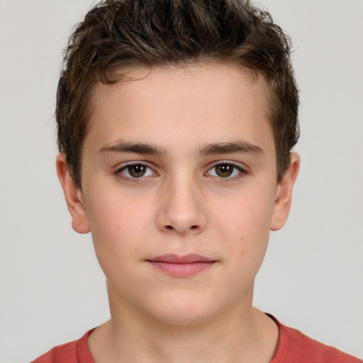 Neutral white child male with short  brown hair and brown eyes