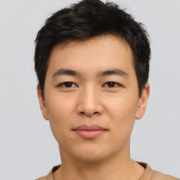 Neutral asian young-adult male with short  brown hair and brown eyes