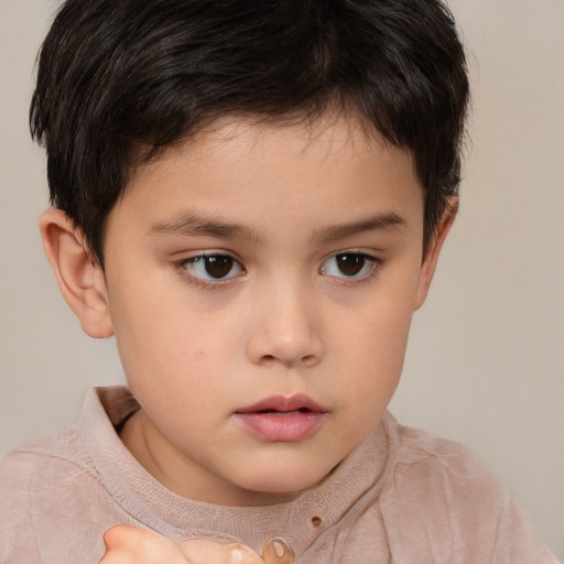 Neutral white child male with short  brown hair and brown eyes