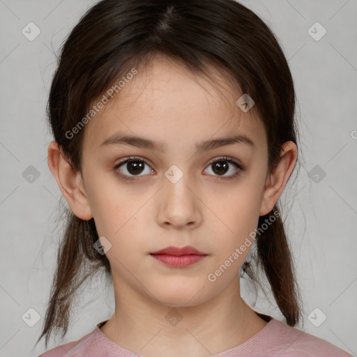 Neutral white child female with medium  brown hair and brown eyes