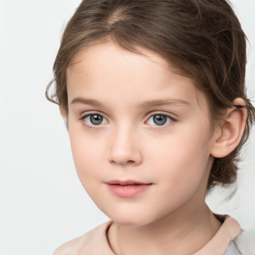 Neutral white child female with medium  brown hair and brown eyes