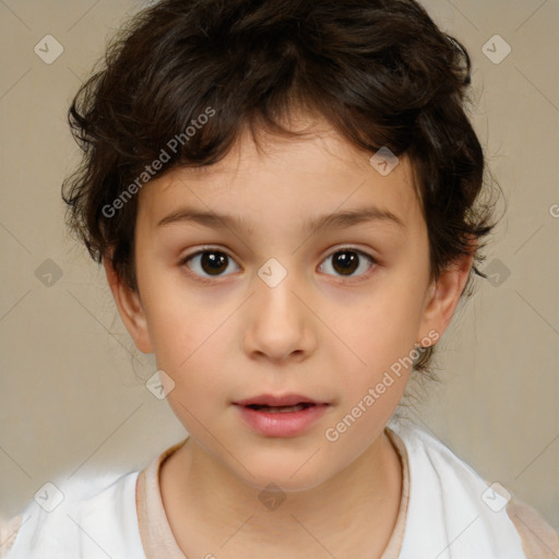 Neutral white child female with medium  brown hair and brown eyes