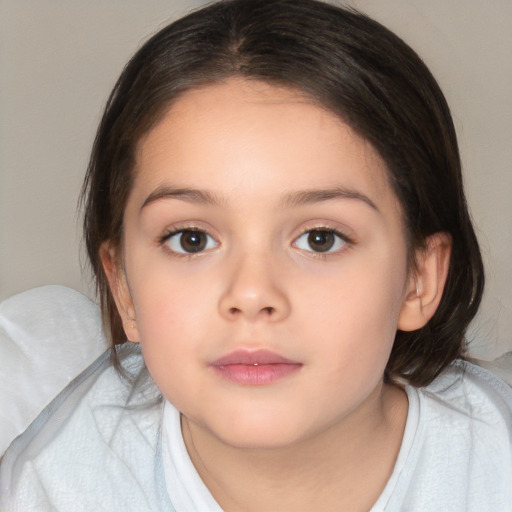 Neutral white child female with medium  brown hair and brown eyes