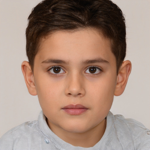 Neutral white child male with short  brown hair and brown eyes