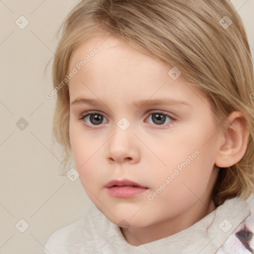 Neutral white child female with medium  brown hair and brown eyes