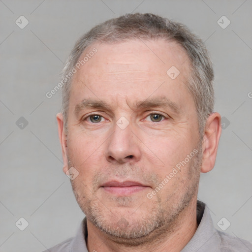 Neutral white adult male with short  brown hair and brown eyes