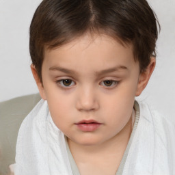 Neutral white child female with short  brown hair and brown eyes