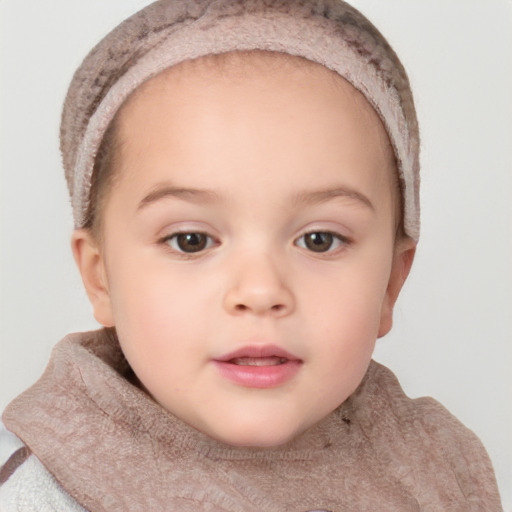 Neutral white child female with short  brown hair and brown eyes