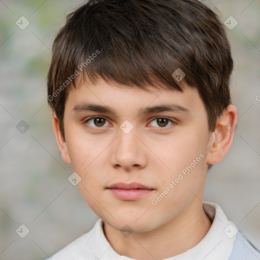 Neutral white child male with short  brown hair and brown eyes