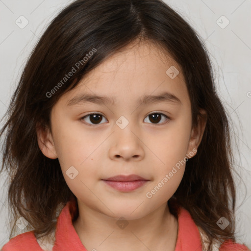 Neutral white child female with medium  brown hair and brown eyes