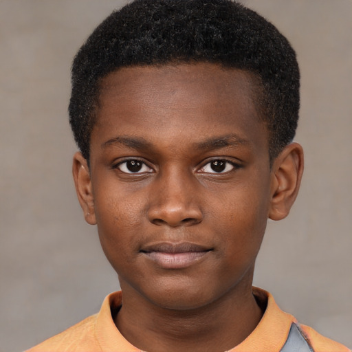 Neutral black child male with short  brown hair and brown eyes