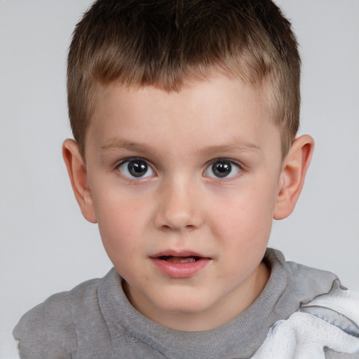 Neutral white child male with short  brown hair and brown eyes