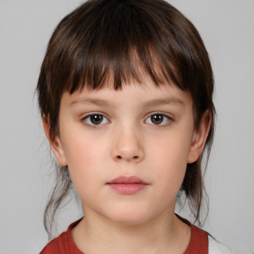 Neutral white child female with medium  brown hair and brown eyes