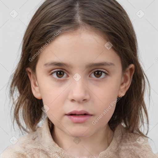 Neutral white child female with medium  brown hair and brown eyes