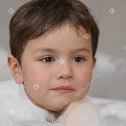 Neutral white child male with short  brown hair and brown eyes