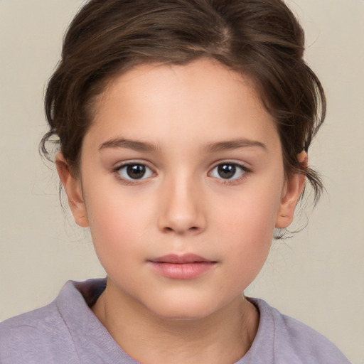 Neutral white child female with medium  brown hair and brown eyes