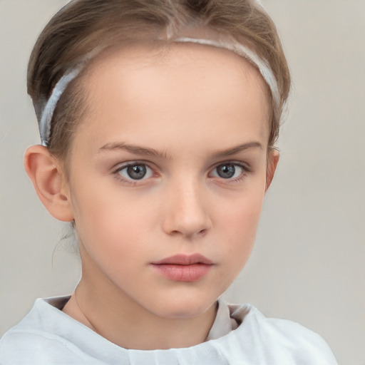 Neutral white child female with short  brown hair and brown eyes