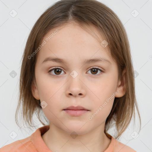 Neutral white child female with medium  brown hair and brown eyes