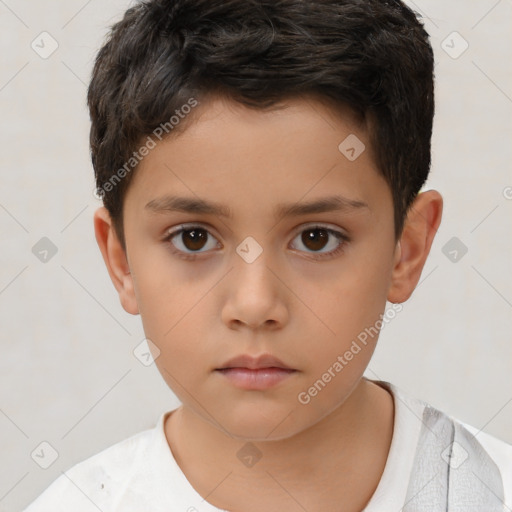 Neutral white child male with short  brown hair and brown eyes