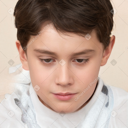 Neutral white child male with short  brown hair and brown eyes