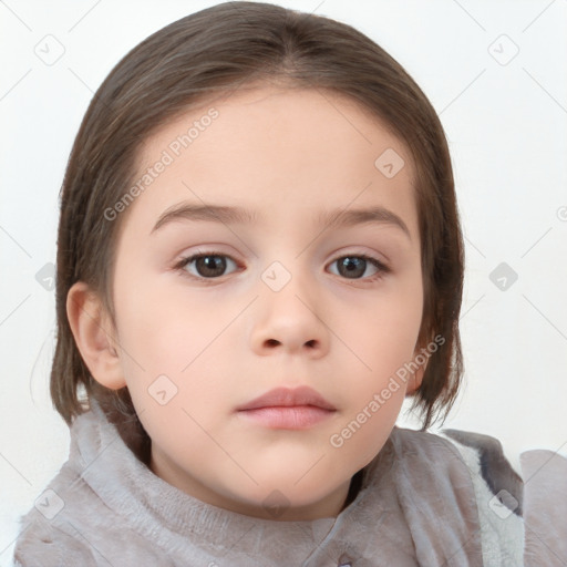 Neutral white child female with medium  brown hair and brown eyes