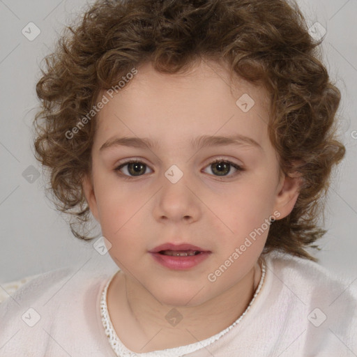 Neutral white child female with medium  brown hair and brown eyes