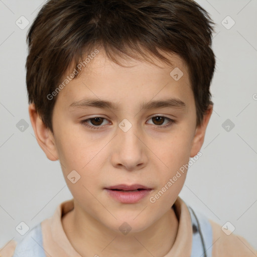 Neutral white child male with short  brown hair and brown eyes