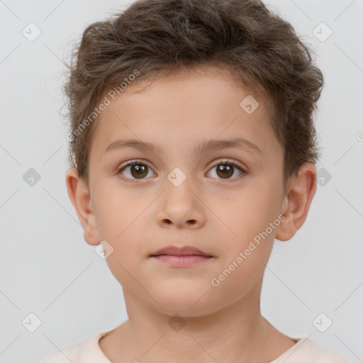 Neutral white child male with short  brown hair and brown eyes